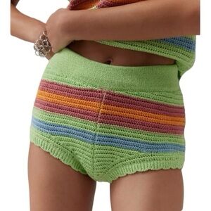 UO BDG Women’s Green Knit Micro Short with Multi Stripe Size: L NWT